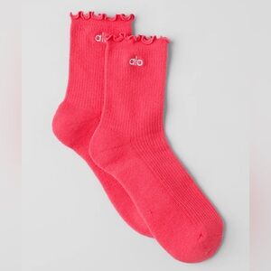 Alo Candy Red Lettuce Edge Sock